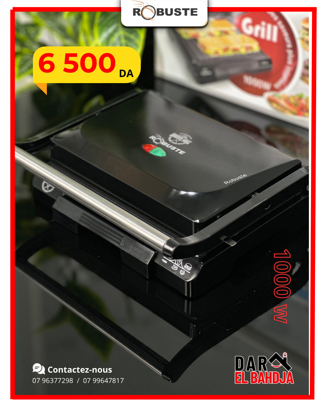 Grill et Panineuse 1000W Robuste TASTY