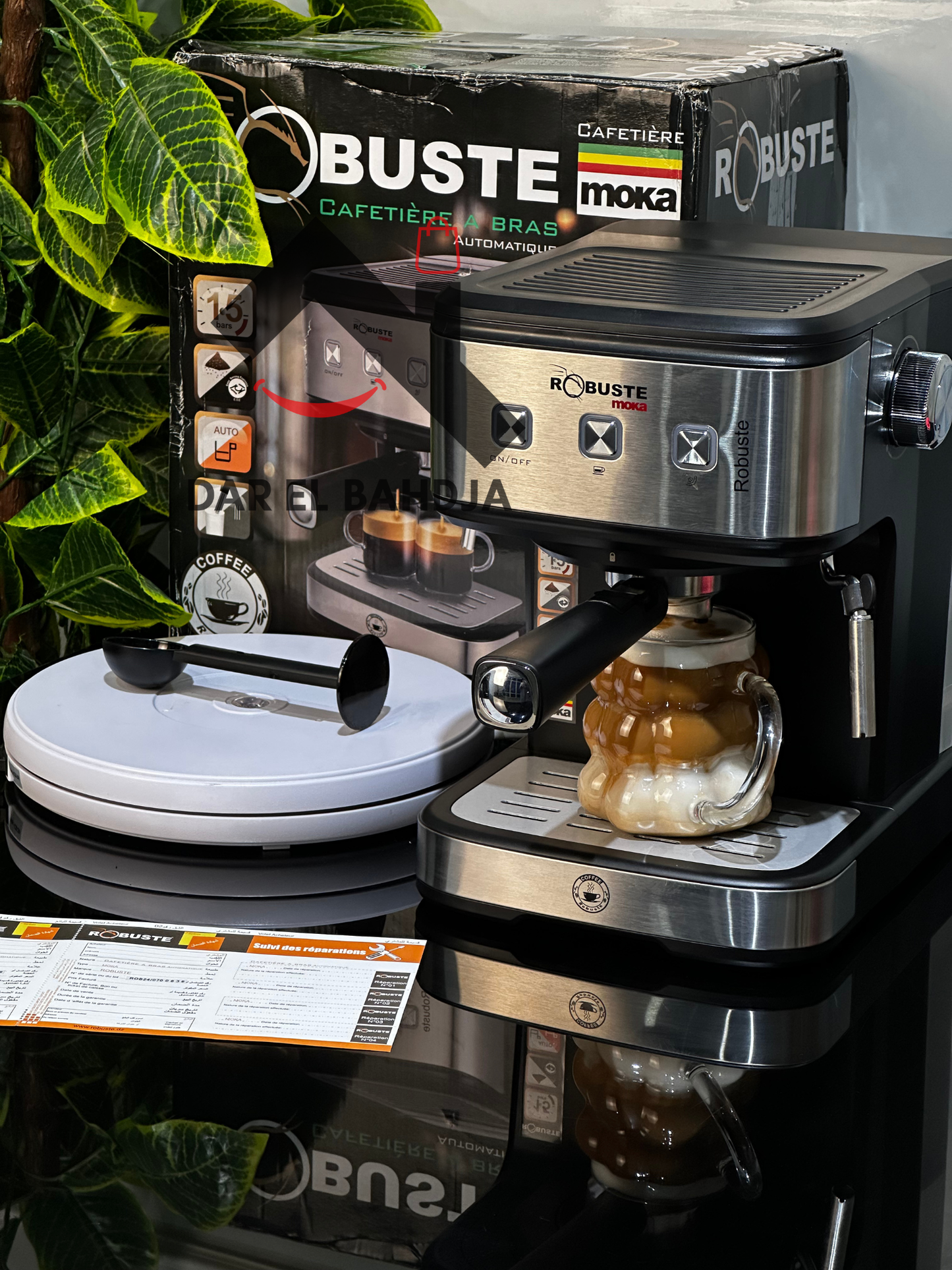 Machine à café inox 15 Bar 1.5 L 1100W MOKA Robuste