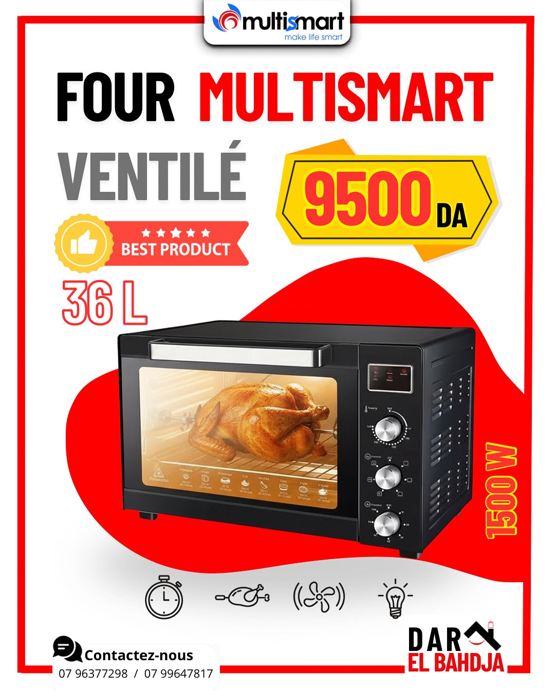 Four électrique Ventilé  36 L - 1500 W