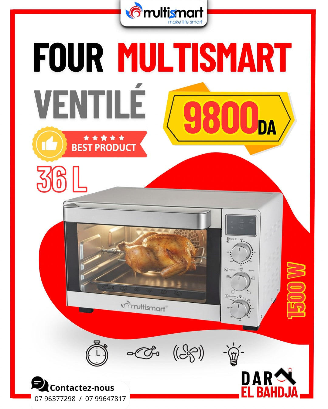 Four électrique Ventilé  36 L - 1500 W