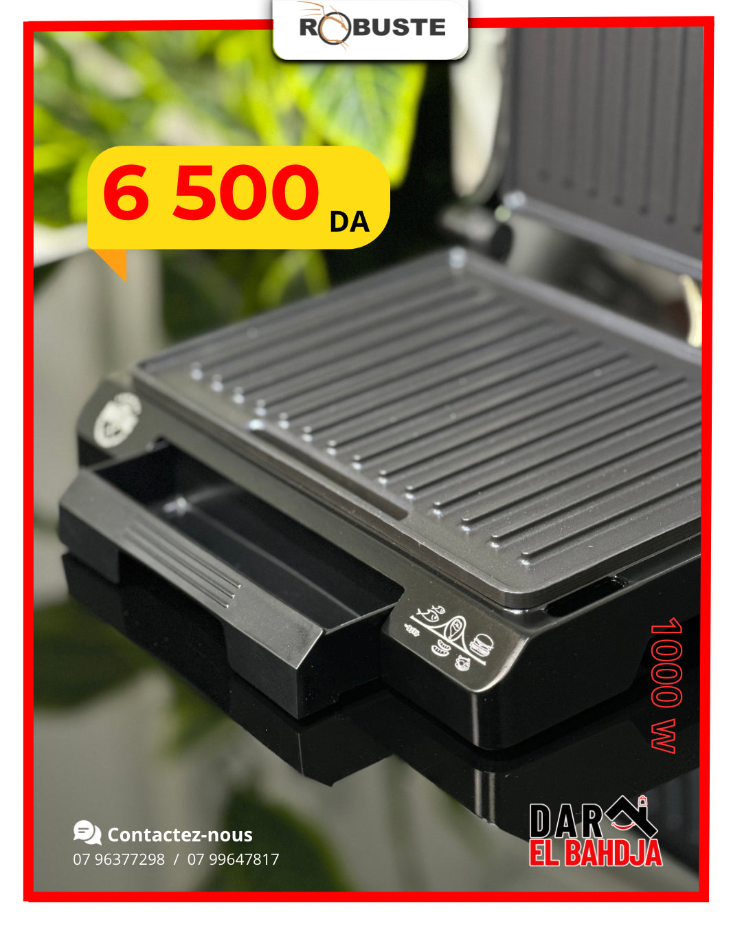 Grill et Panineuse 1000W Robuste TASTY