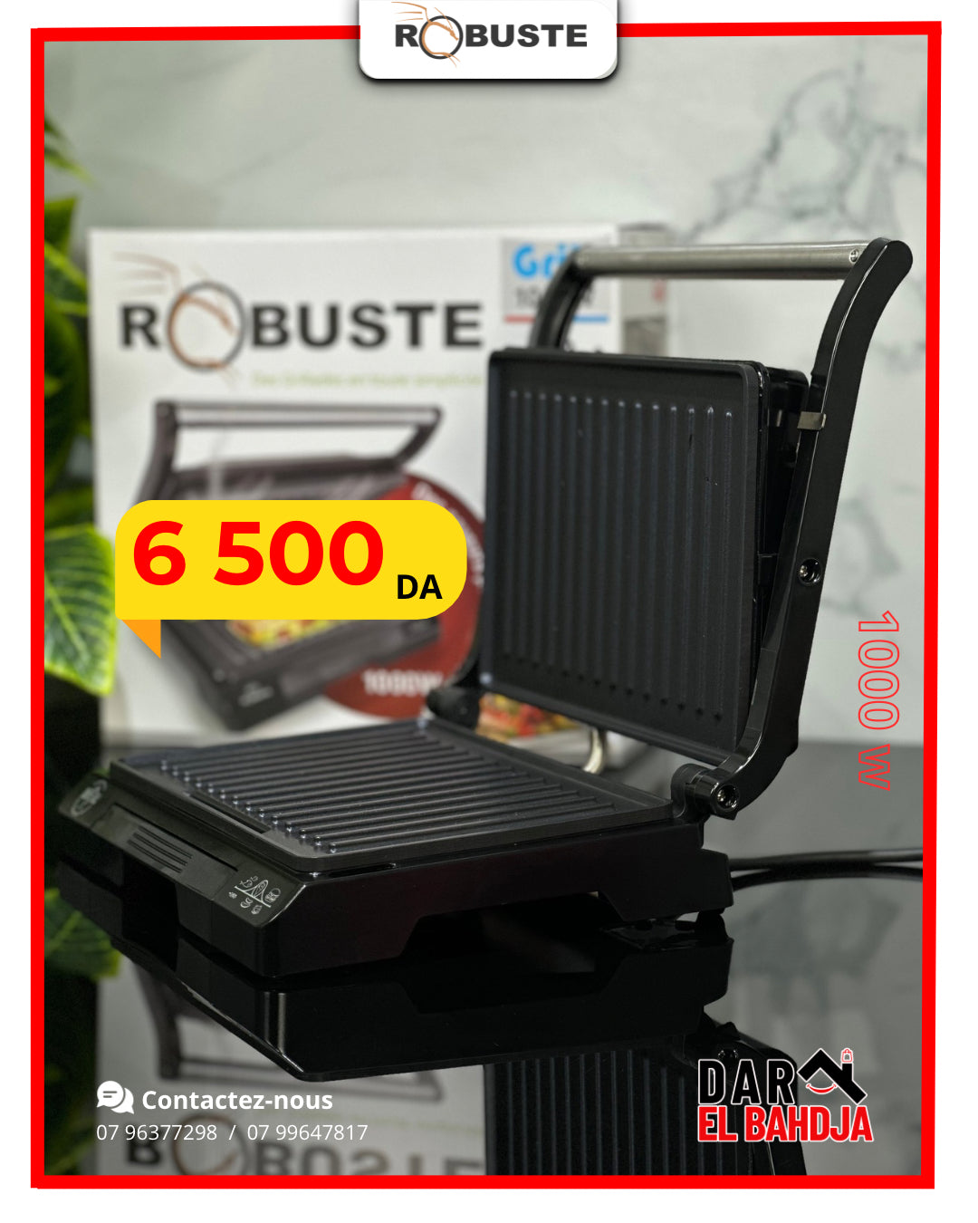 Grill et Panineuse 1000W Robuste TASTY