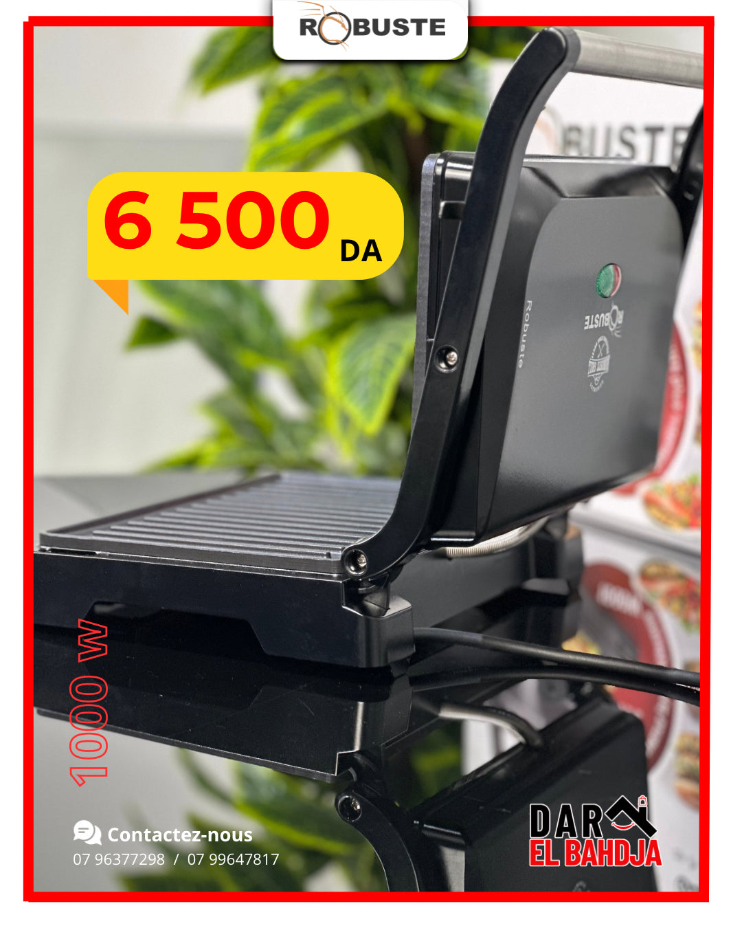 Grill et Panineuse 1000W Robuste TASTY