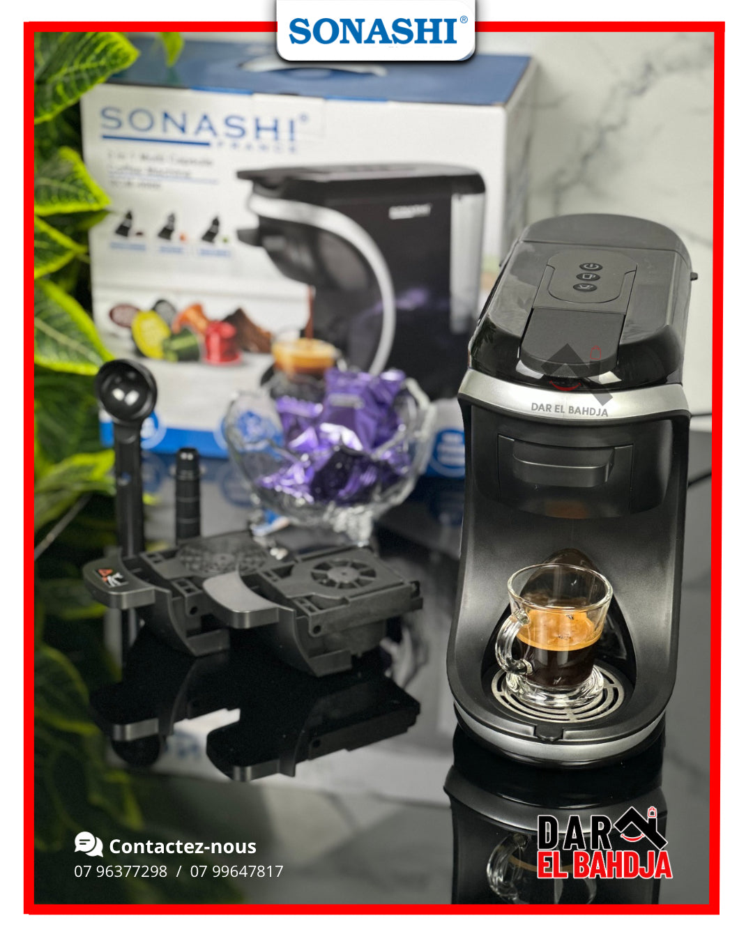 Sonashi Cafetière Expresso Multifonction 3en1 - 1450w